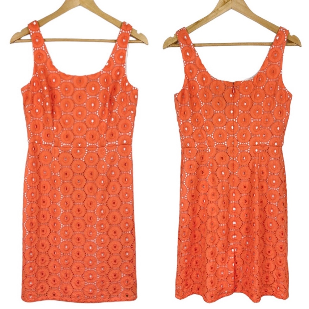 Adrianna Papell Coral Eyelet Sheath Dress Size 6